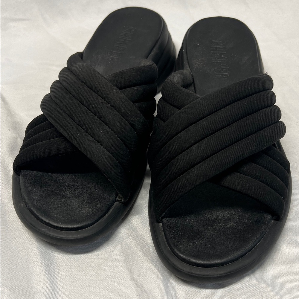 Camper Crisscross Quilted Black Slide Sandals EU 40
